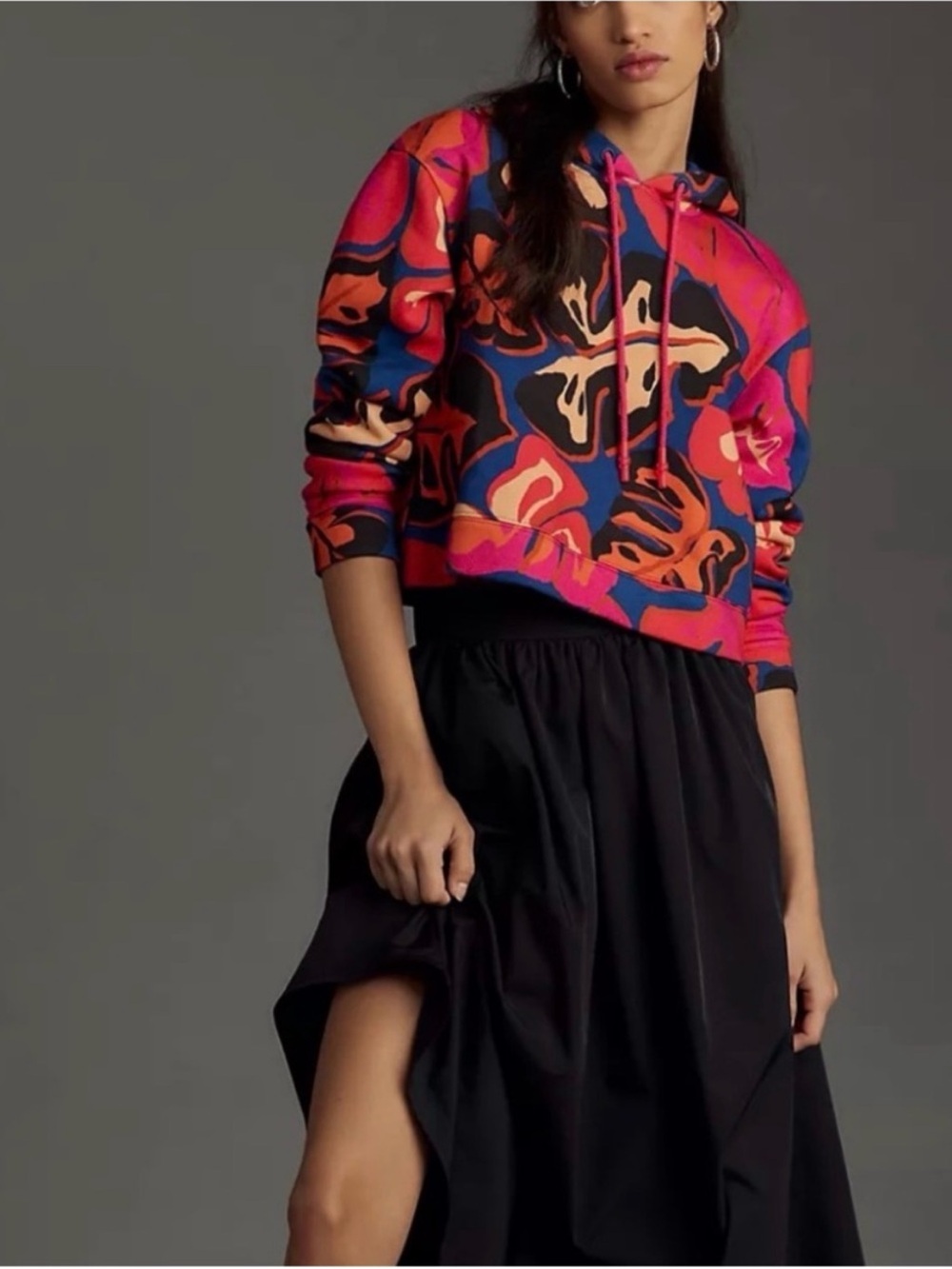 Farm Rio tropical Print Cropped Hoodie